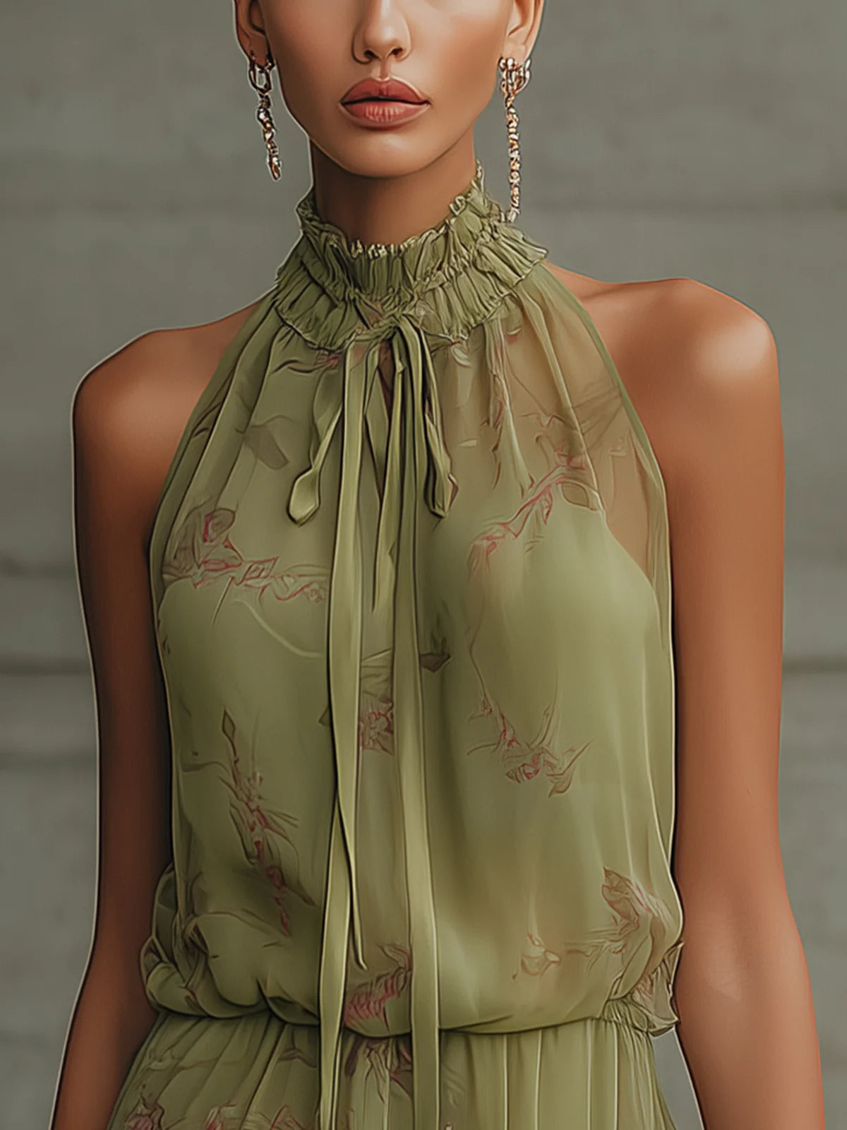 Sylvie – Grünes Chiffon-Minikleid