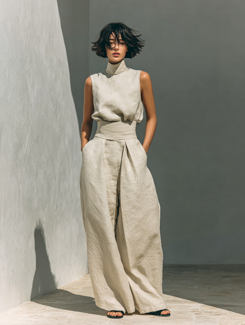 Maria - Ärmelloses Ensemble aus Leinen