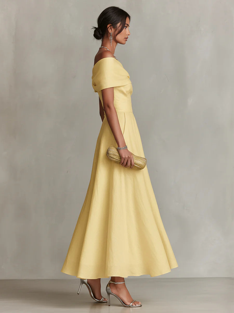 Jonquille | Maxikleid aus Leinen mit One-Shoulder-Design