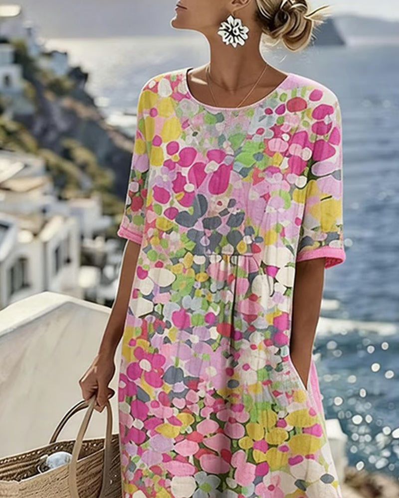 Elena™ | Elegantes geblümtes Sommerkleid in Midi-Länge