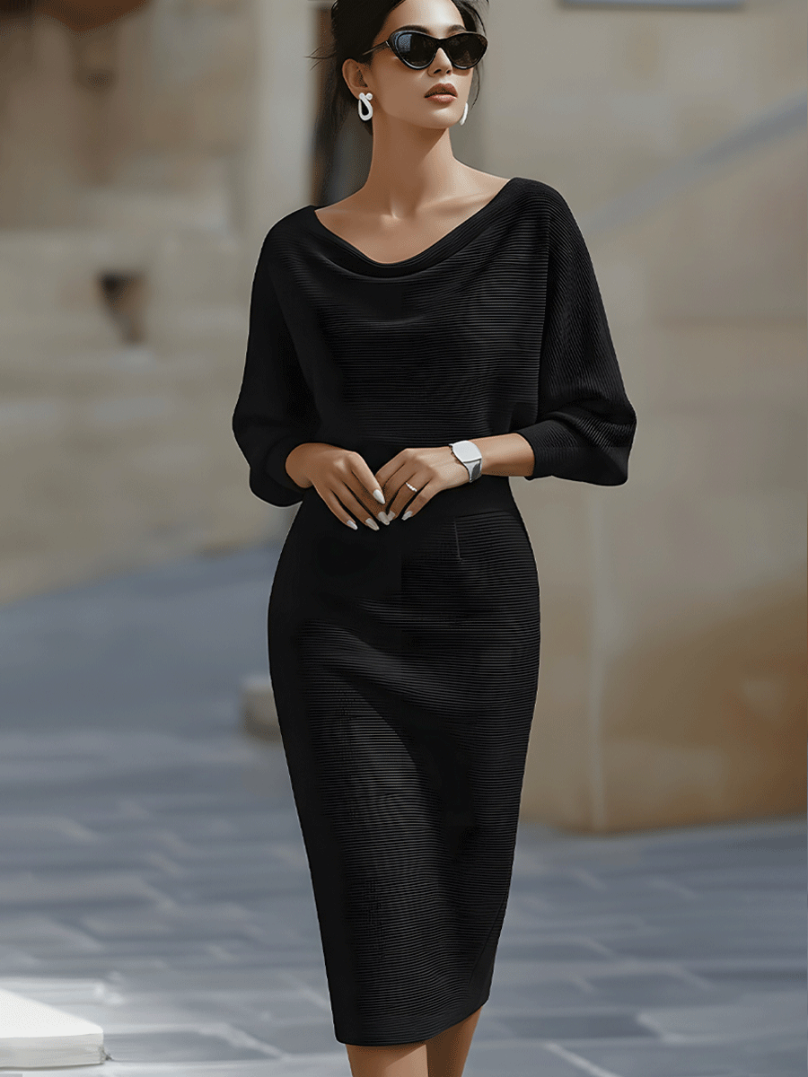 Amalia | Drapiertes Midi-Bleistiftkleid