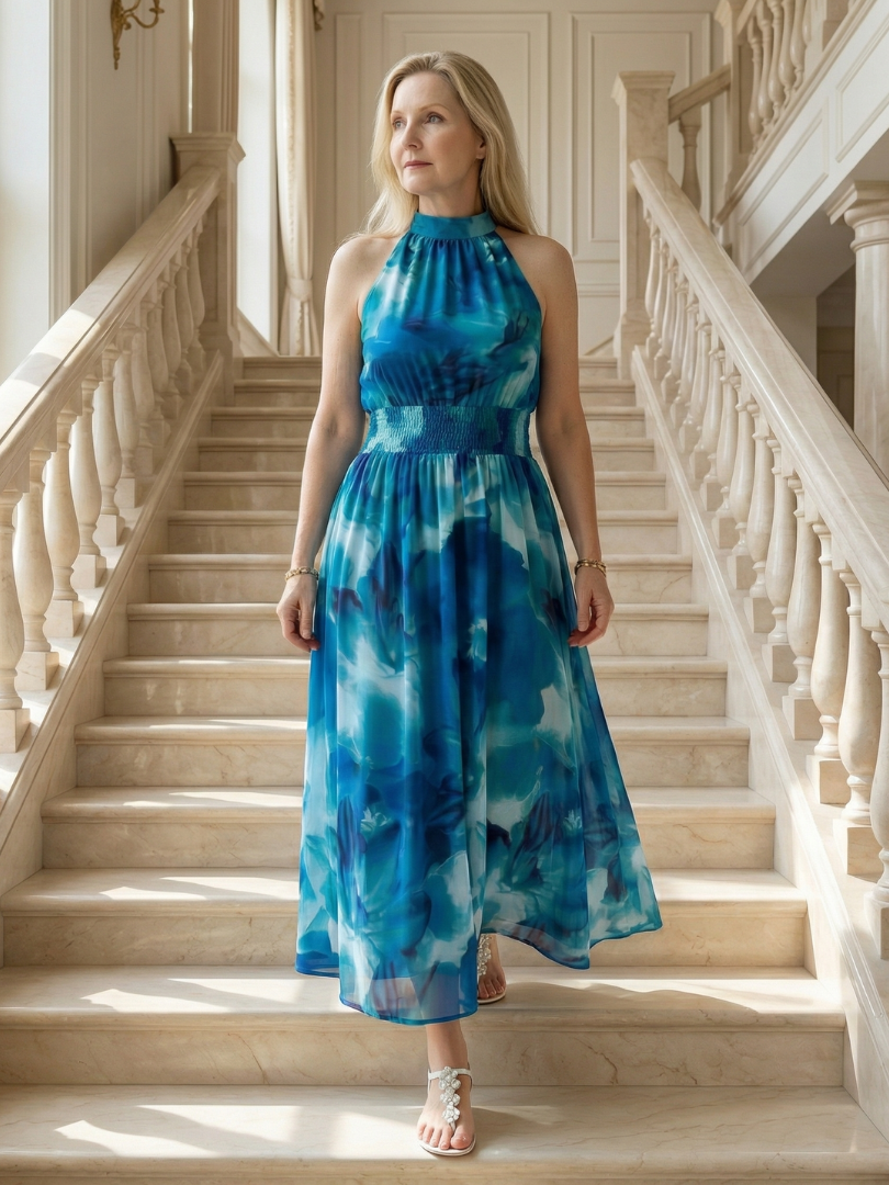 Sylin | Midikleid mit tiefem Ausschnitt und Neckholder