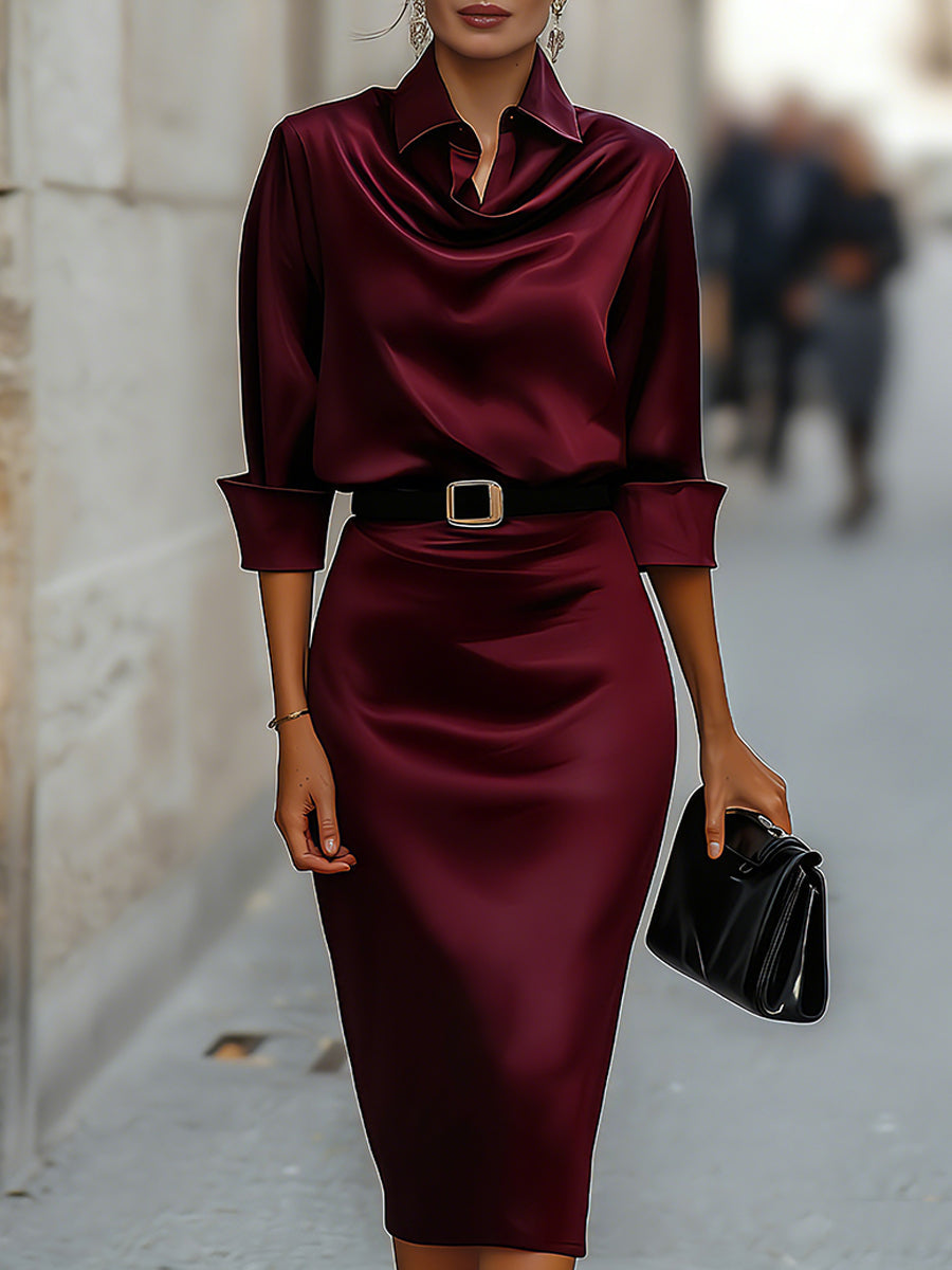 Aurelia | Elegantes Satin-Midikleid