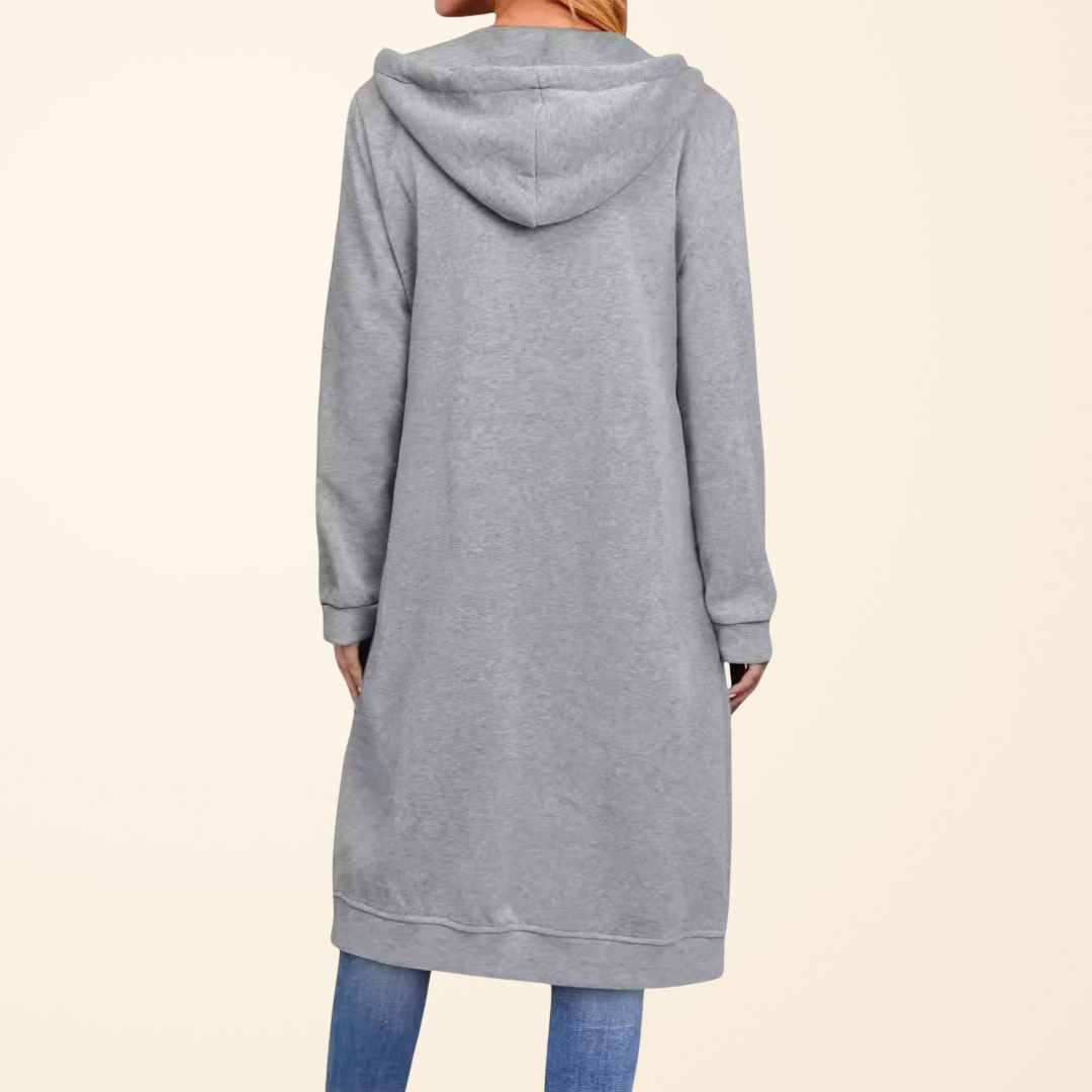 Mila – Langer Cardigan mit Reißverschluss