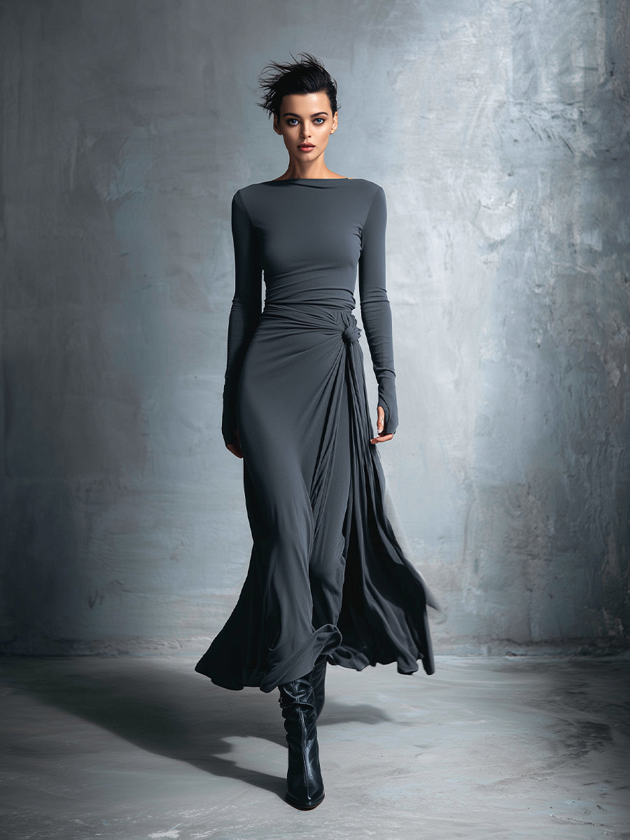 Naomie | Maxikleid mit seitlicher Schleife