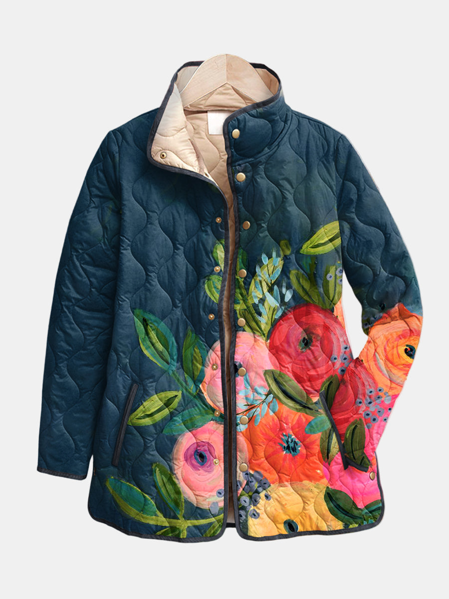 AMAYA | VINTAGE-STEPPJACKE MIT BLUMENPRINT