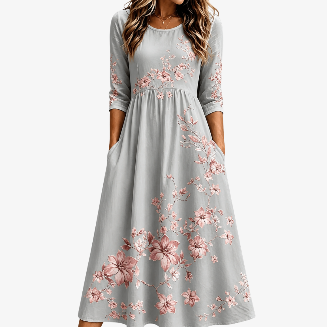 Silberblüten Entspanntes Midikleid