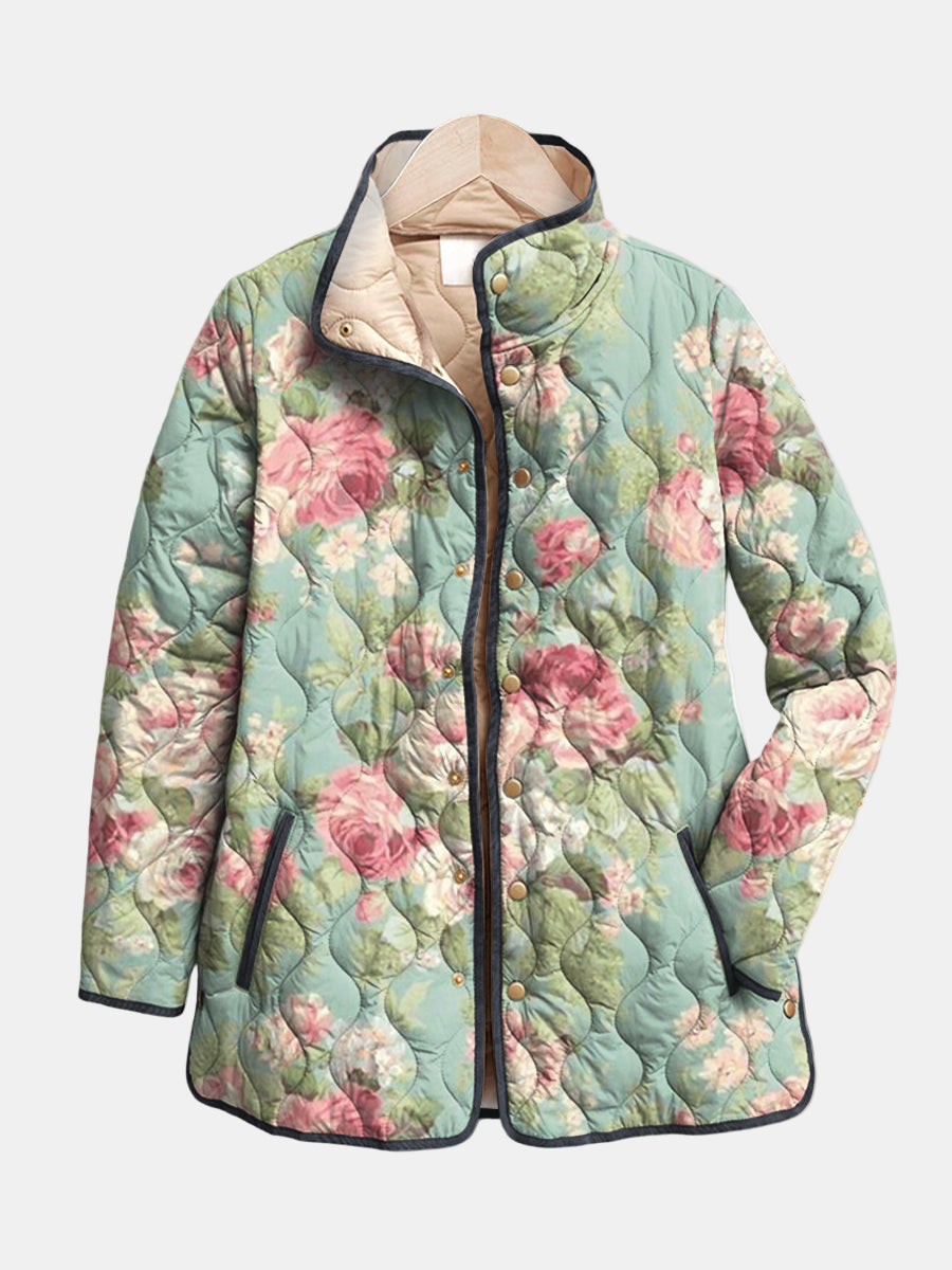 CARYS | RETRO-STEPPJACKE MIT BLUMENMUSTER