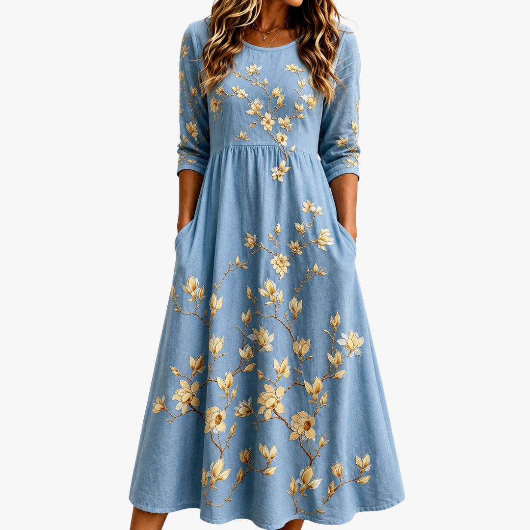 Glockenblumenwiese Midikleid mit Taschen