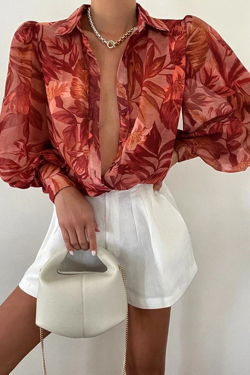 Jane | Blumenbluse mit Puffärmeln für Damen