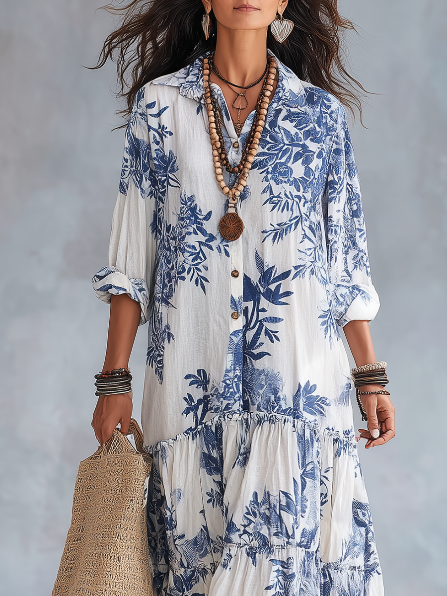Alvilda – Boho-Maxikleid mit Blumenmuster