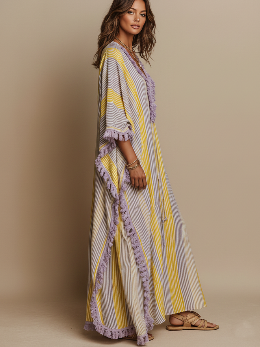 Maxikleid mit Farbblock-Streifen