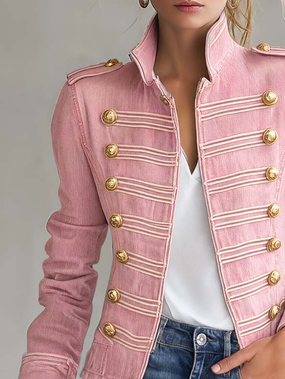 Marion – Militärische Jeansjacke mit goldenen Knöpfen