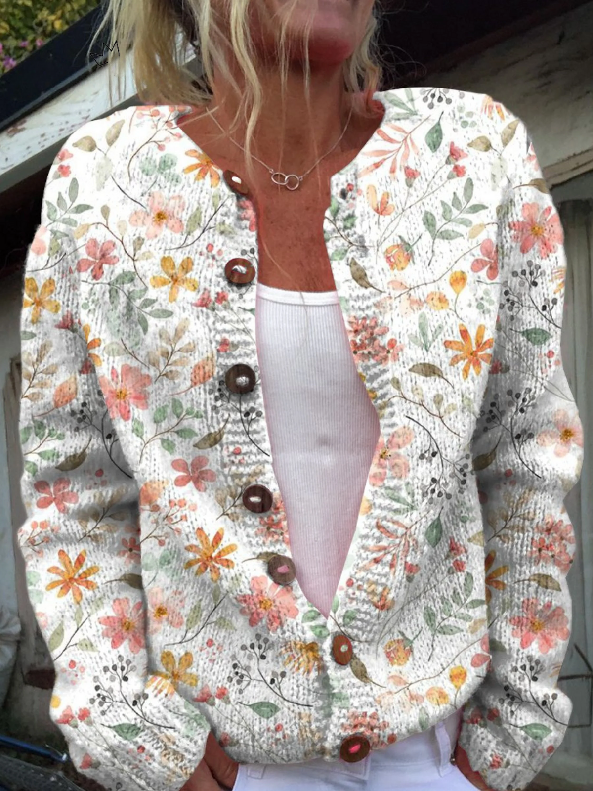 Greta™ | Vintage-Strickcardigan mit Blumenprint