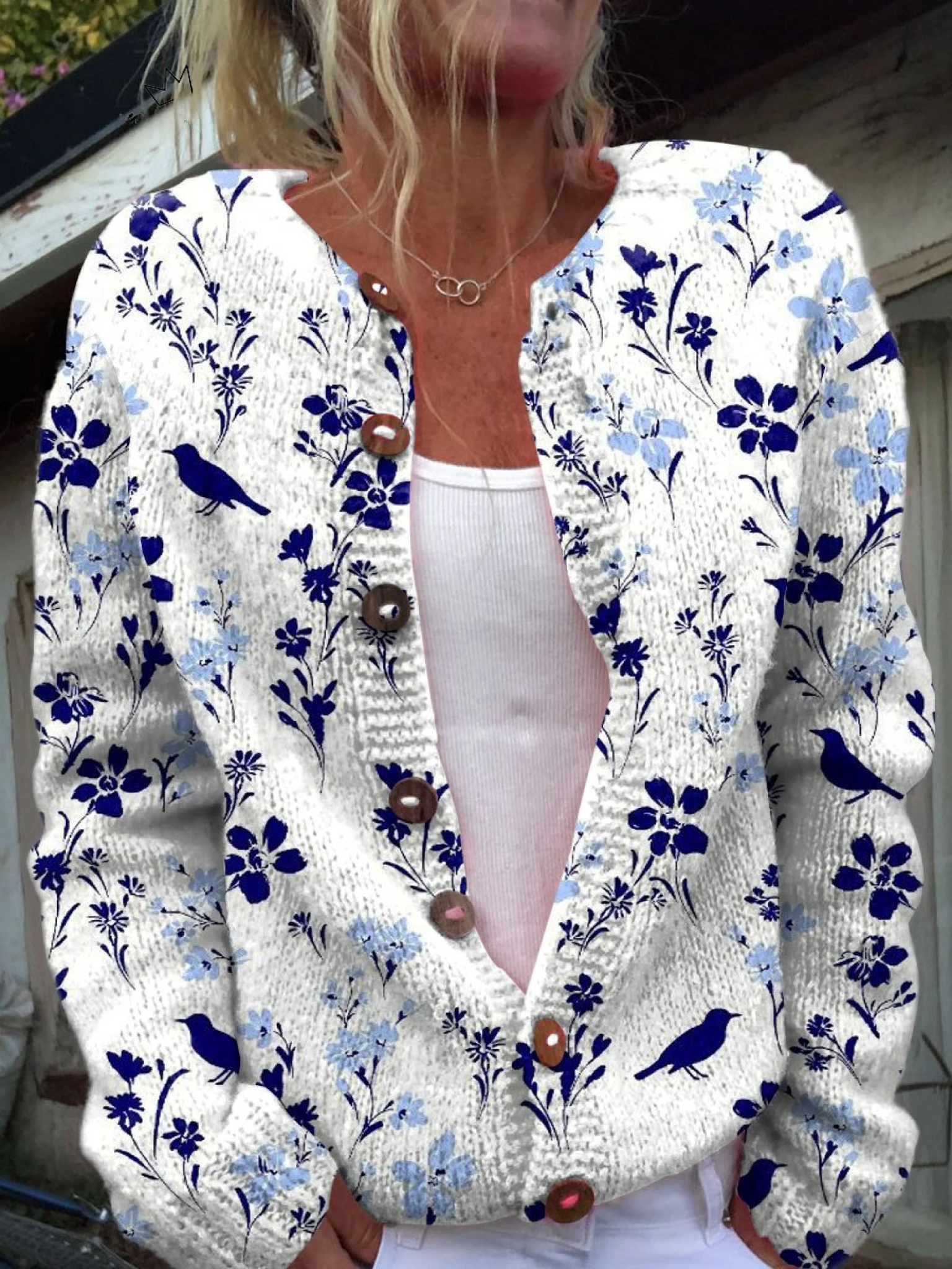 Vynora™ | Vintage-Cardigan mit Blumen- und Vogelprint und Knopfleiste