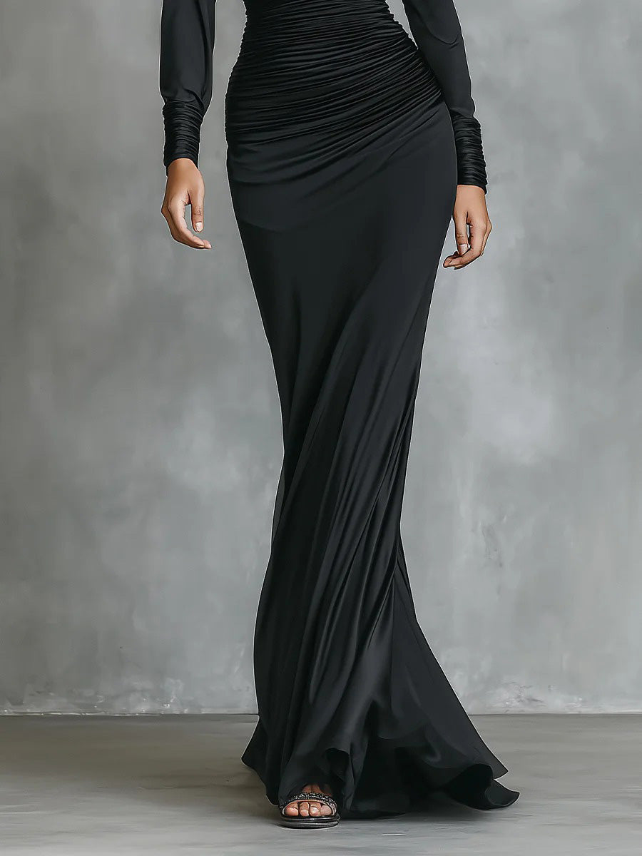 IMME | SATIN-MEERJUNGFRAUENKLEID MIT RAFFUNGEN