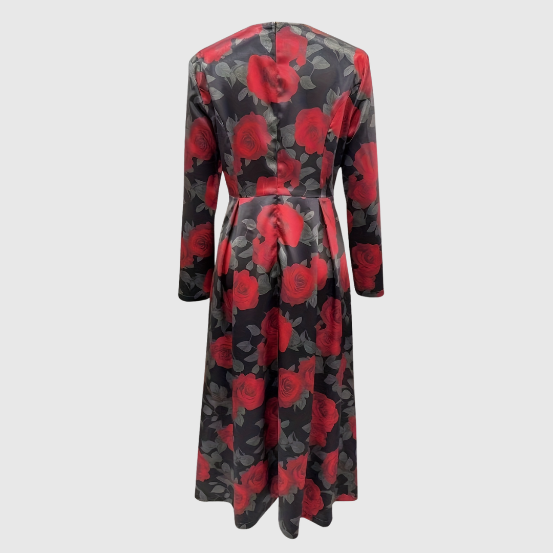 LILLA | ELEGANTES VINTAGE-A-LINIEN-MAXIKLEID MIT BLUMENMUSTER