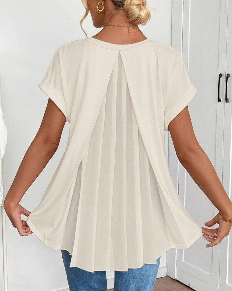 Kurzärmeliges T-Shirt mit einfarbigem Patchwork