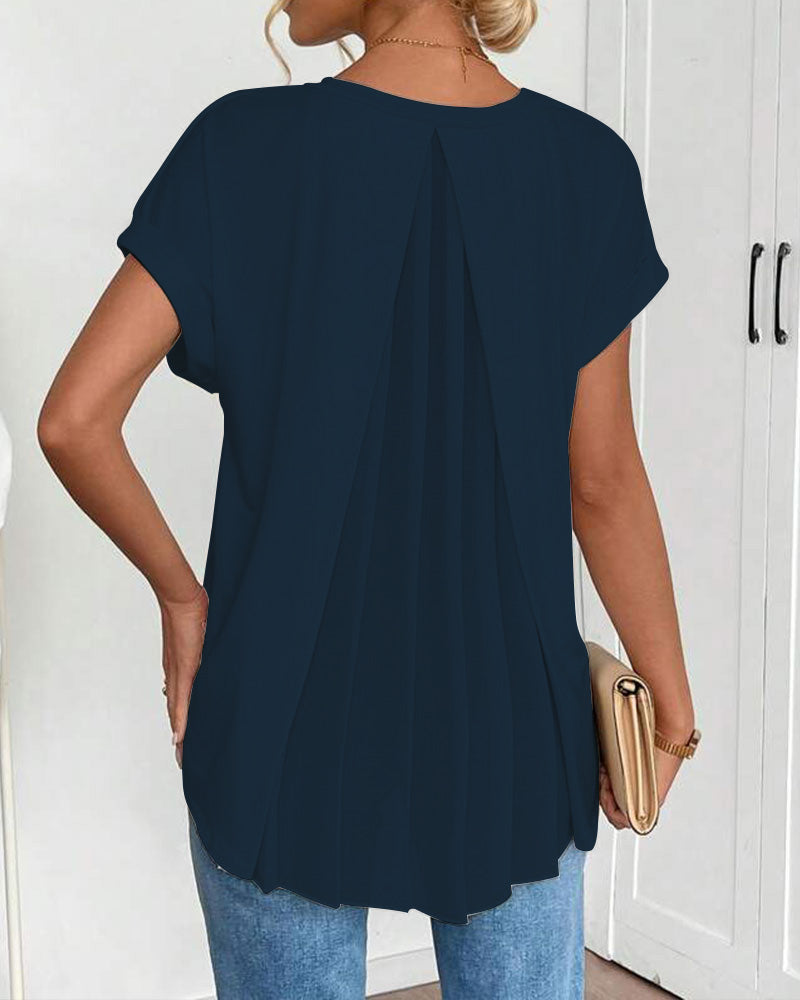 Kurzärmeliges T-Shirt mit einfarbigem Patchwork