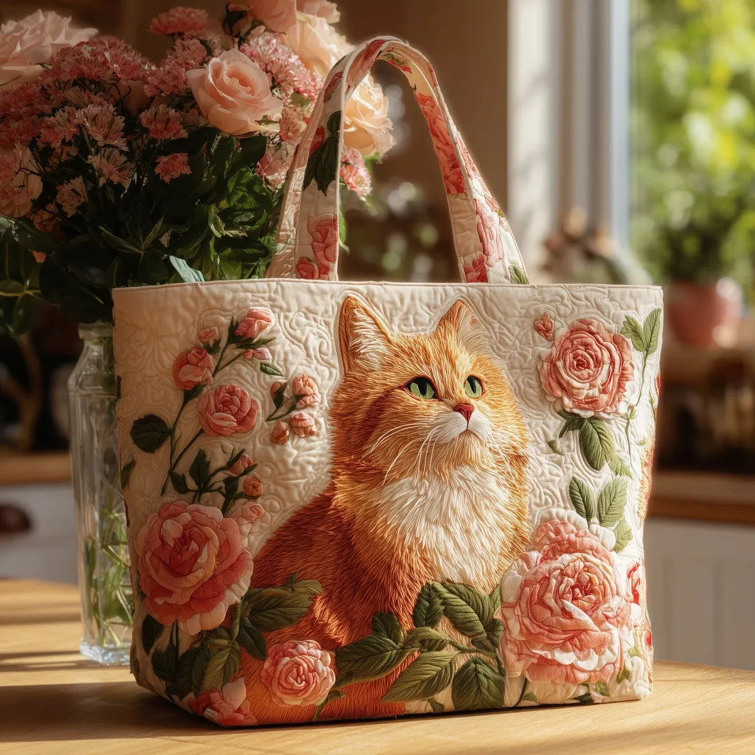 Handgefertigte Tasche - Katze Roux aux Roses