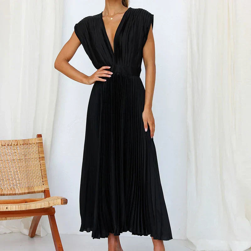 Adela™ | Elegantes Plissiertes Maxikleid