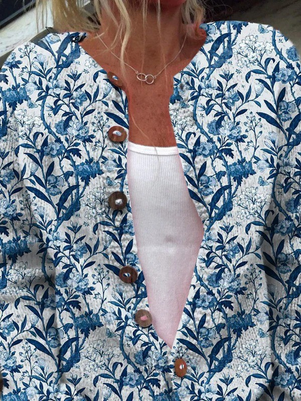 Tiverly™ | Vintage-Cardigan mit Blumenprint und Knopfleiste
