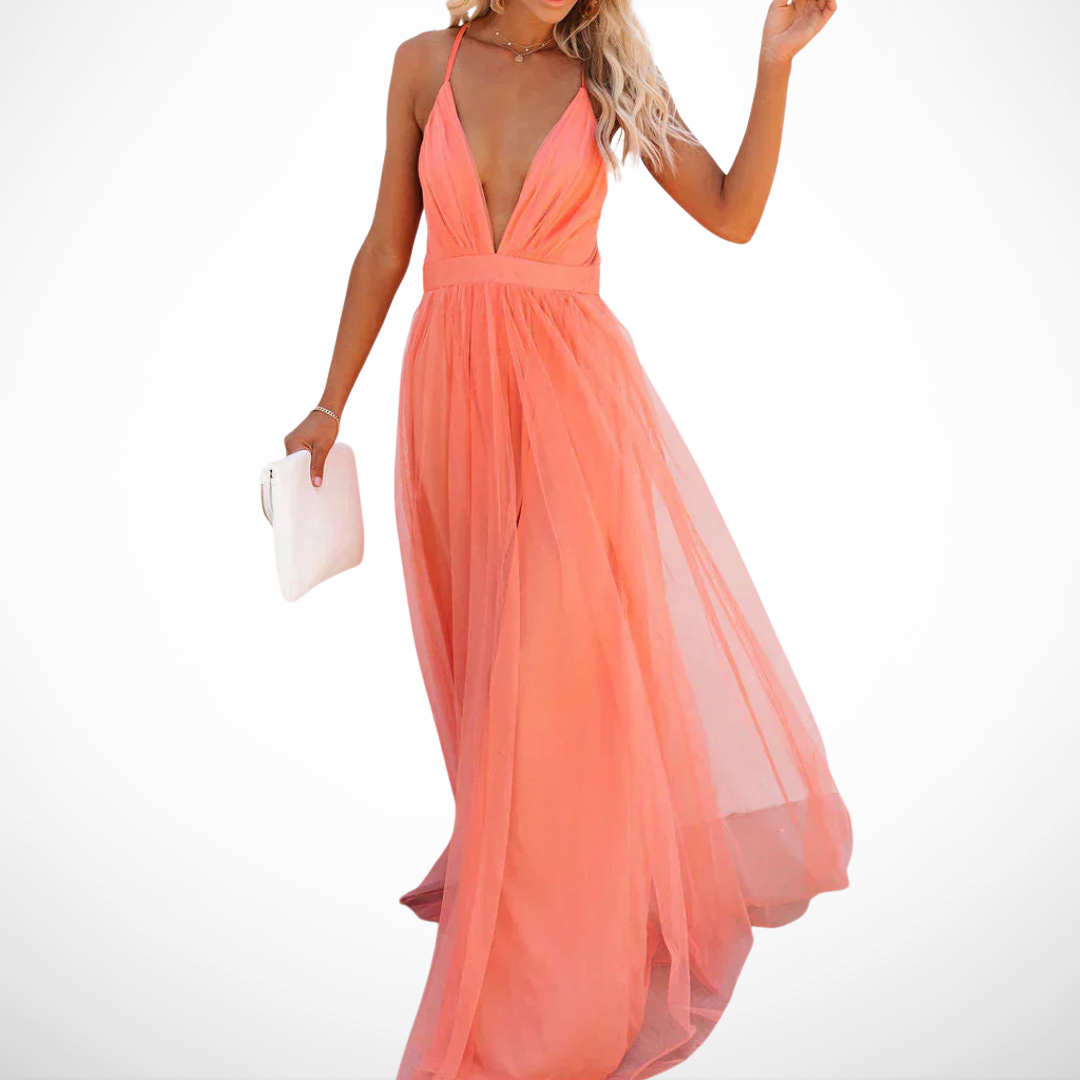 Das Scintilla | Hellkoralle Maxikleid
