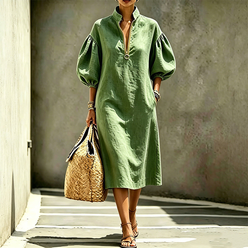 Siv – Luftiges Midikleid mit Puffärmeln