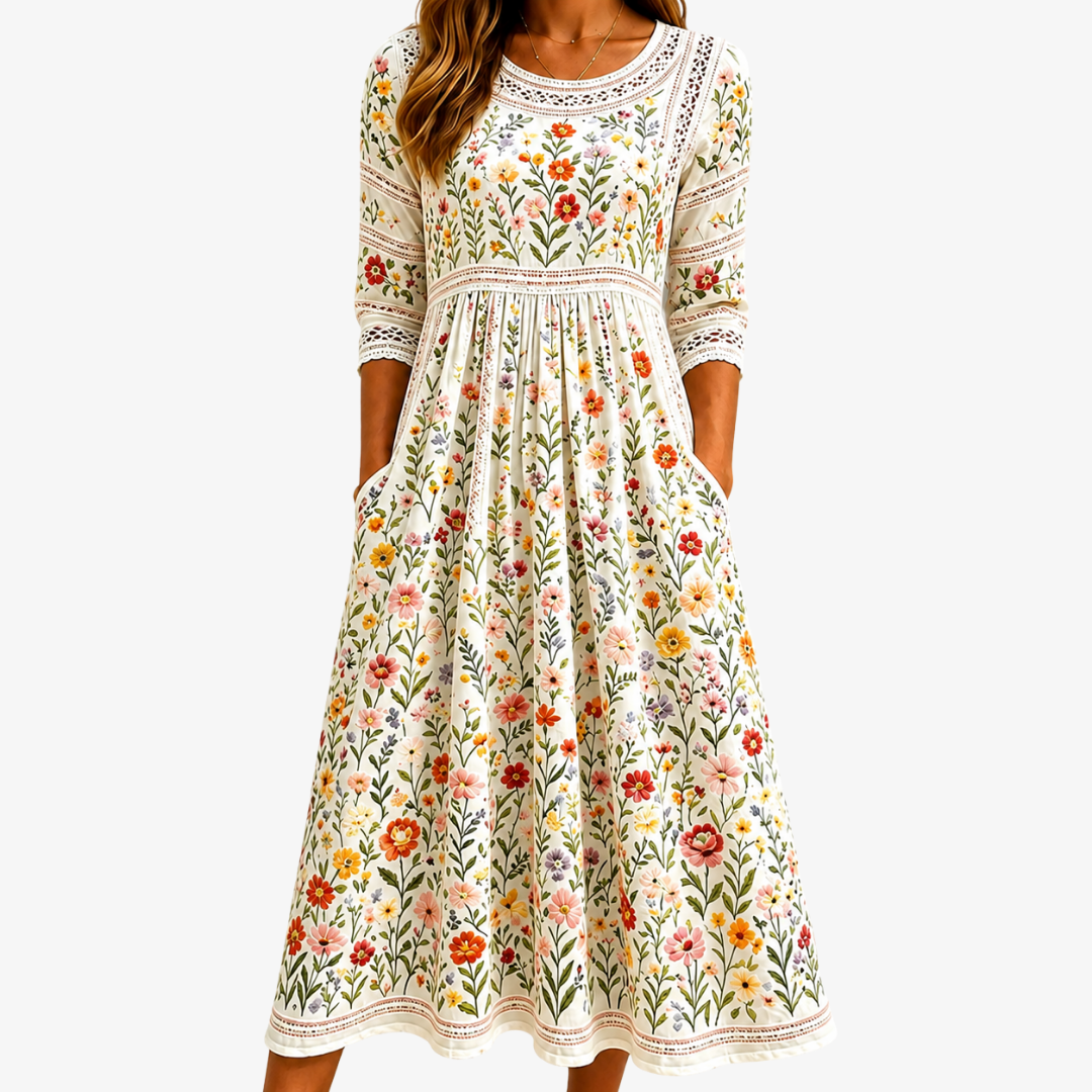 Wildblumenwiese Charmantes Midikleid