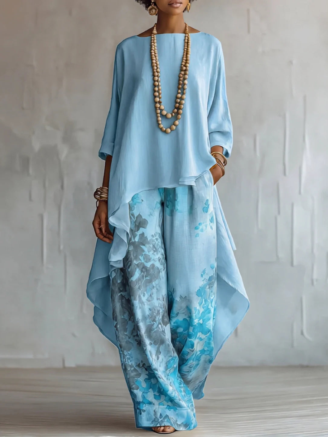 Genf | Asymmetrisches, fließendes Kleid mit Blumenmuster