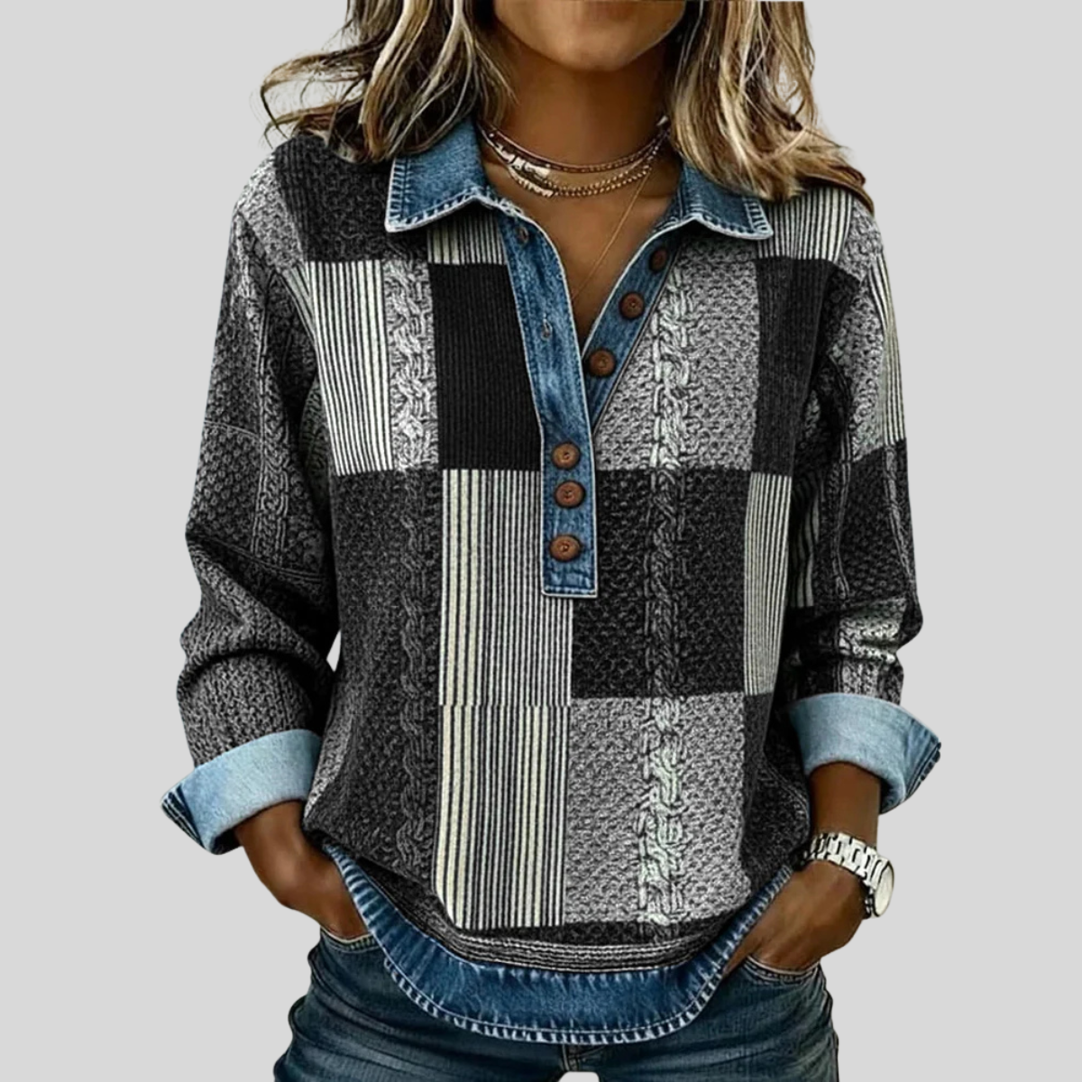 Meridell™ | Colorblock-Sweatshirt mit Print