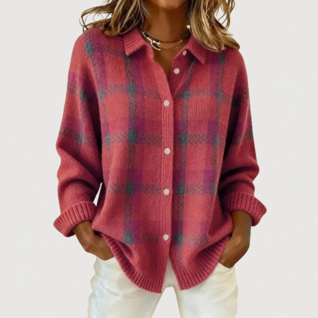 Lucia – Karierte Strickjacke