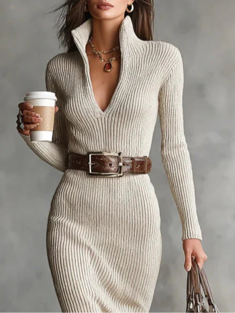 Ammina | Geripptes Strickkleid für den Herbst