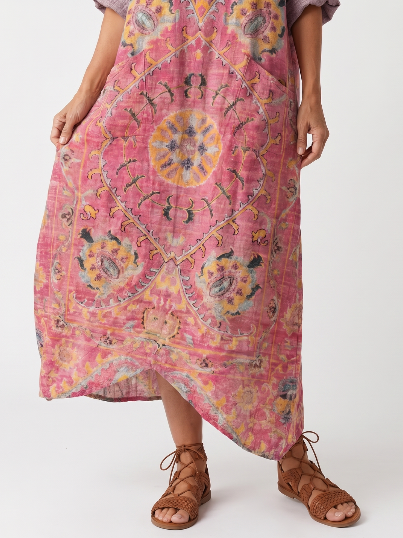 Tilda | Midi-Kleid mit lockerer Passform und abstraktem Muster
