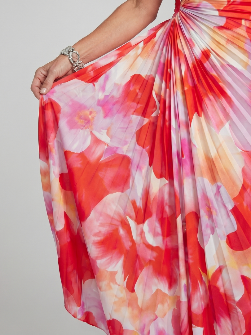 Taya | Ein-Schulter-Kleid mit plissiertem Mieder Midikleid