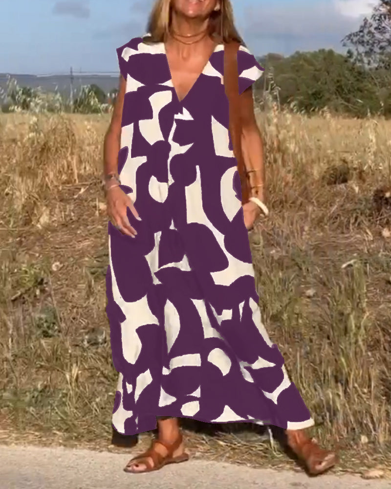 Elowen - Ärmelloses Kleid mit unregelmäßigem geometrischem Druck
