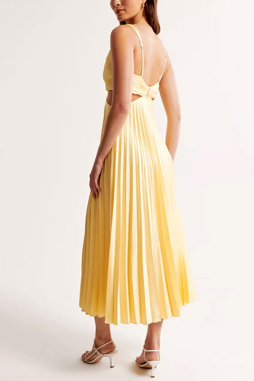 EVA™ | Langes ärmelloses Plisseekleid mit Taillenausschnitt