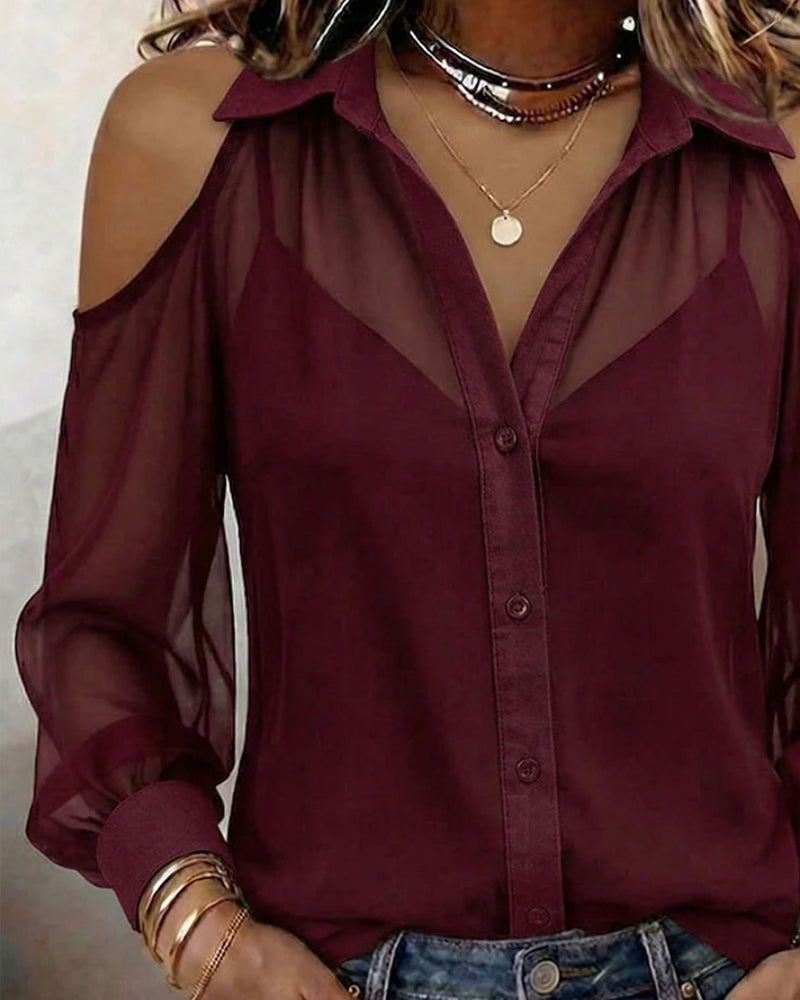 Zweiteiliges Set mit transparentem schulterfreiem Shirt und Camisole