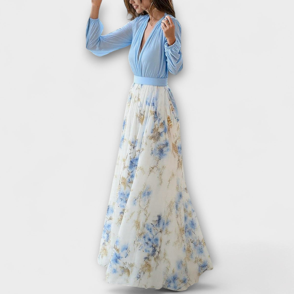 Cecelia | Maxikleid aus Chiffon mit Blumenmuster