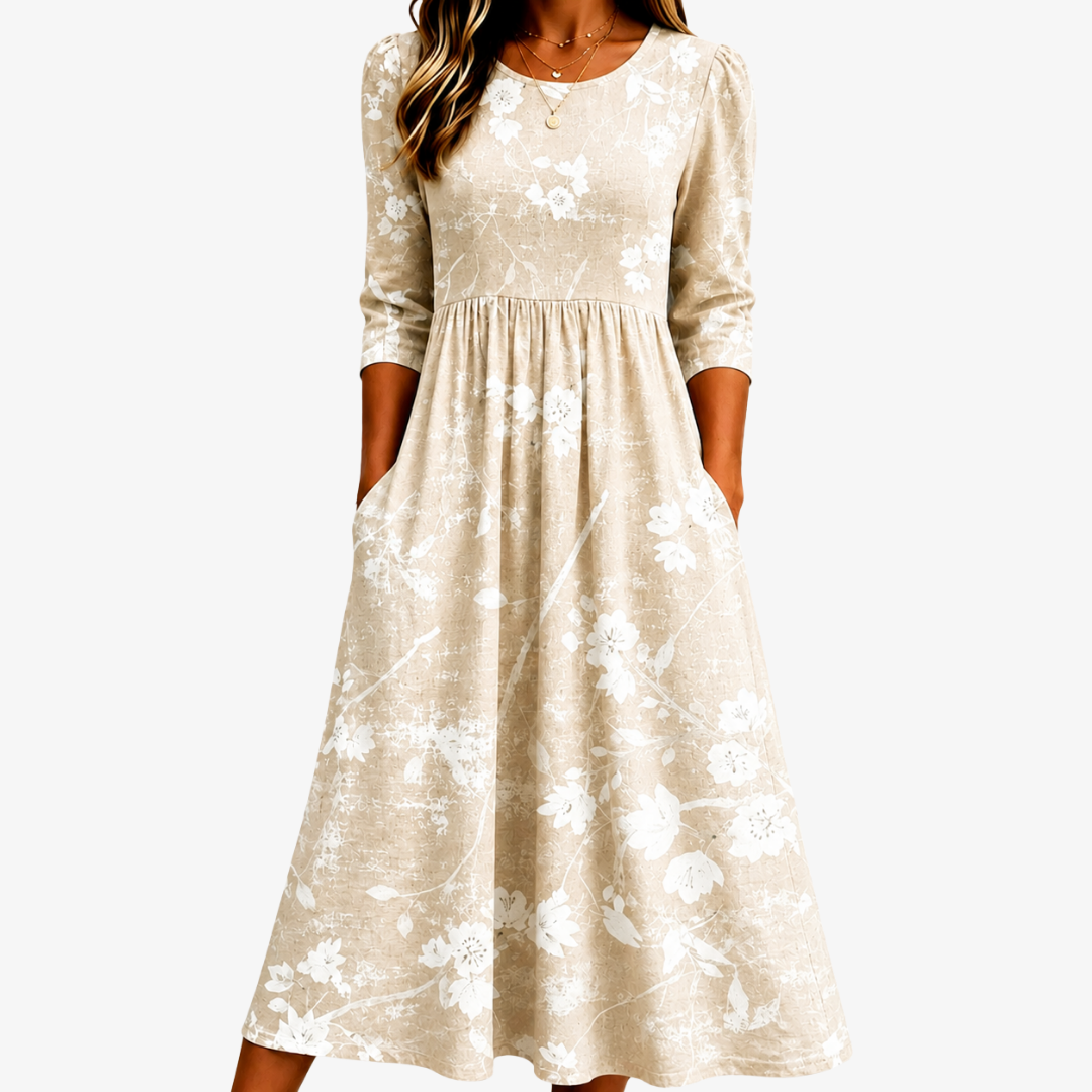 Sanfte Wiesenblüten Alltags-Midikleid