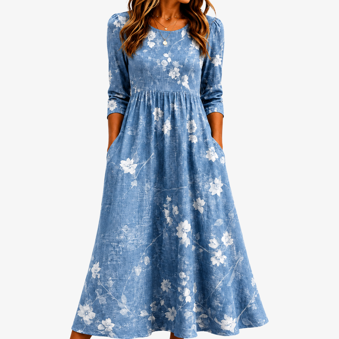 Glockenblumenbrise Blumen-Midikleid mit Taschen