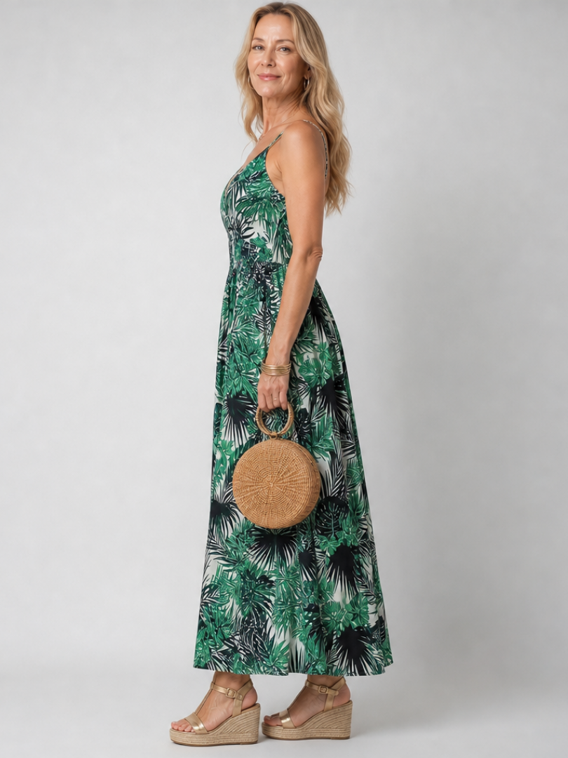 Gisèle | Geblümtes Midikleid mit V-Ausschnitt
