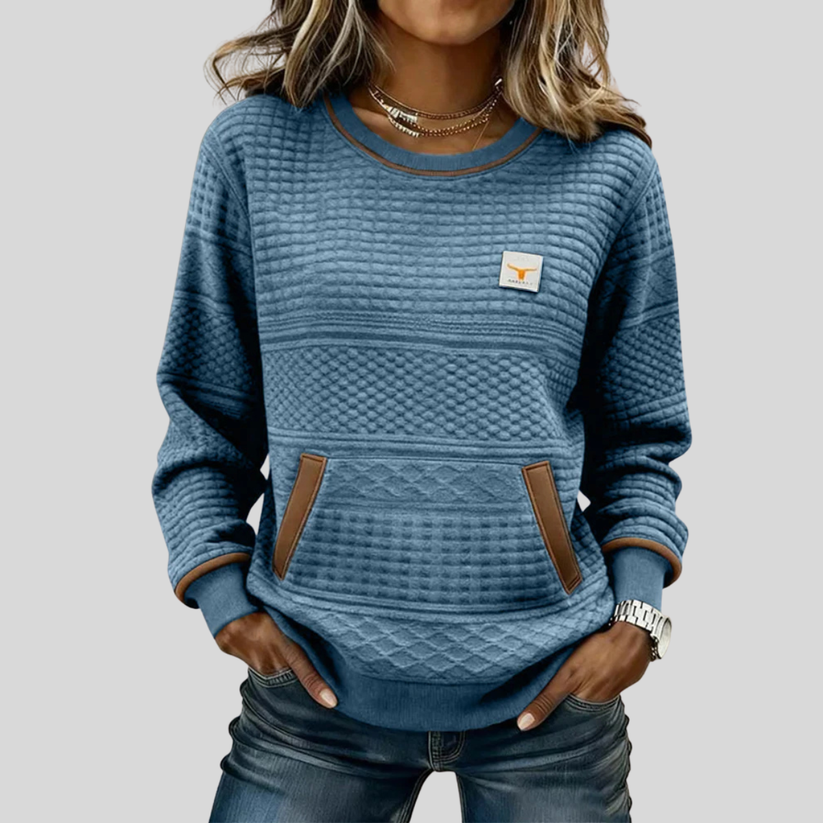 Noelle™ | Colorblock-Sweatshirt mit Rundhalsausschnitt