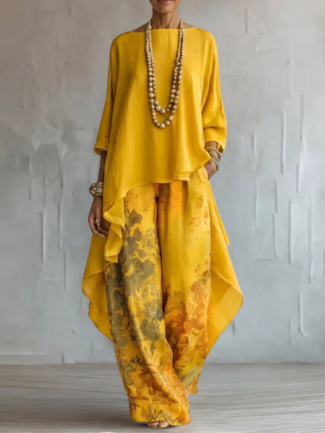 Genf | Asymmetrisches, fließendes Kleid mit Blumenmuster