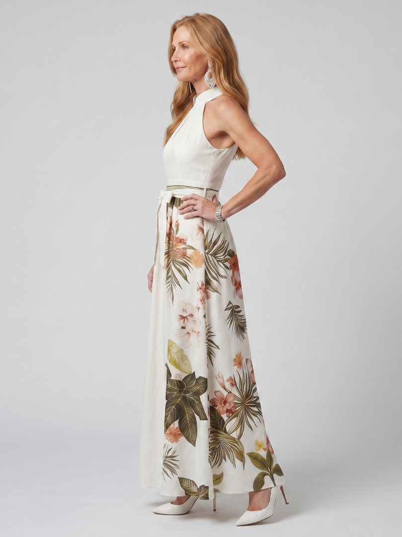 Meadow | Drapierte Halterung Botanical Panel Maxikleid