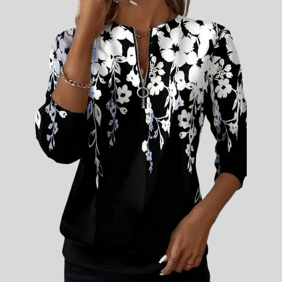 Crimson™ | Sweatshirt mit Blumenprint und Reißverschluss