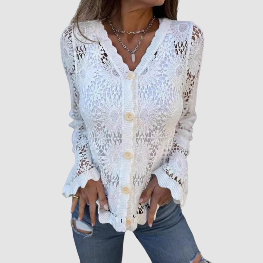 Laurelle™ Spitzen-Cardigan mit V-Ausschnitt