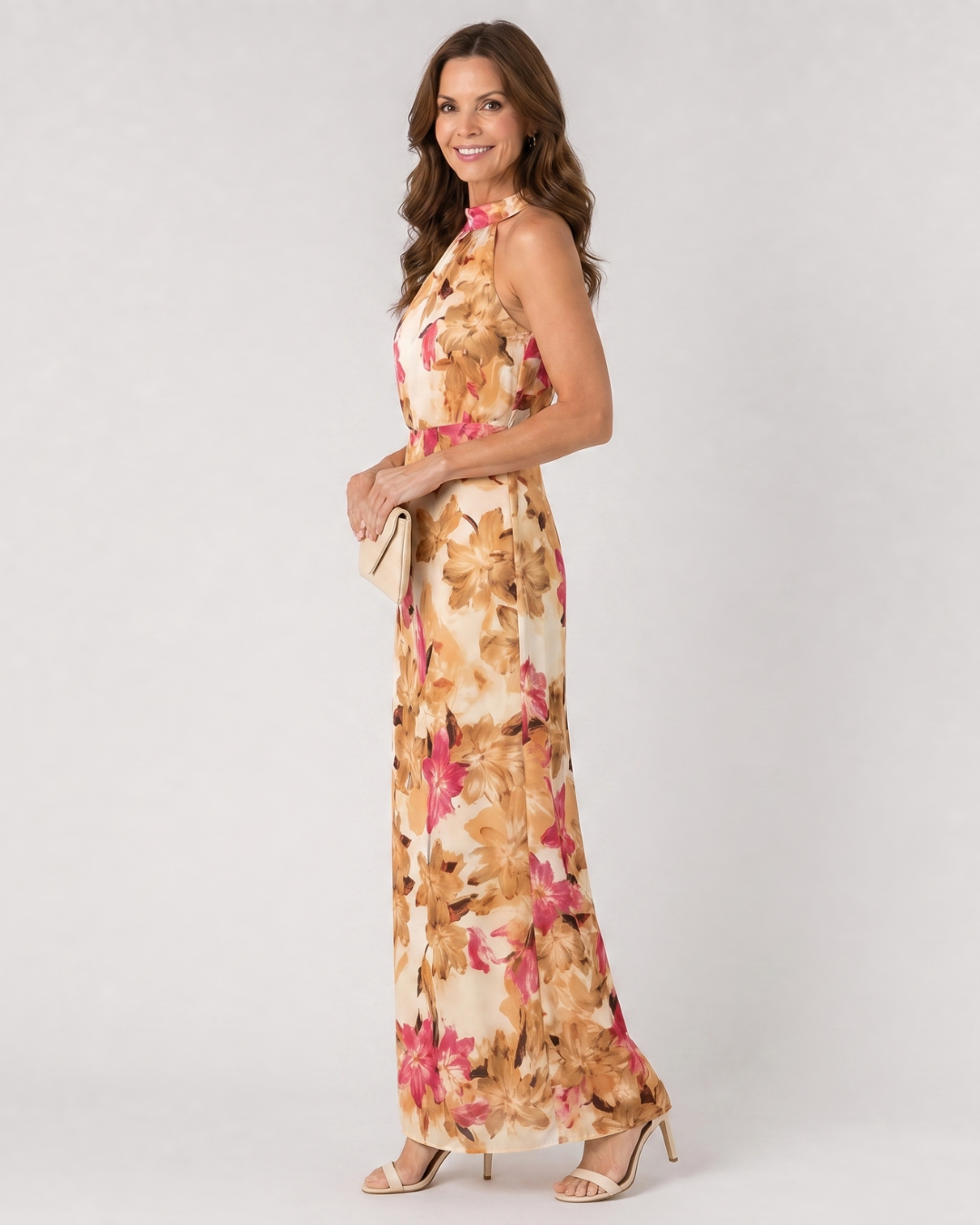 Cekel | Midikleid mit botanischem Print, Rückenausschnitt und fließendem Rock