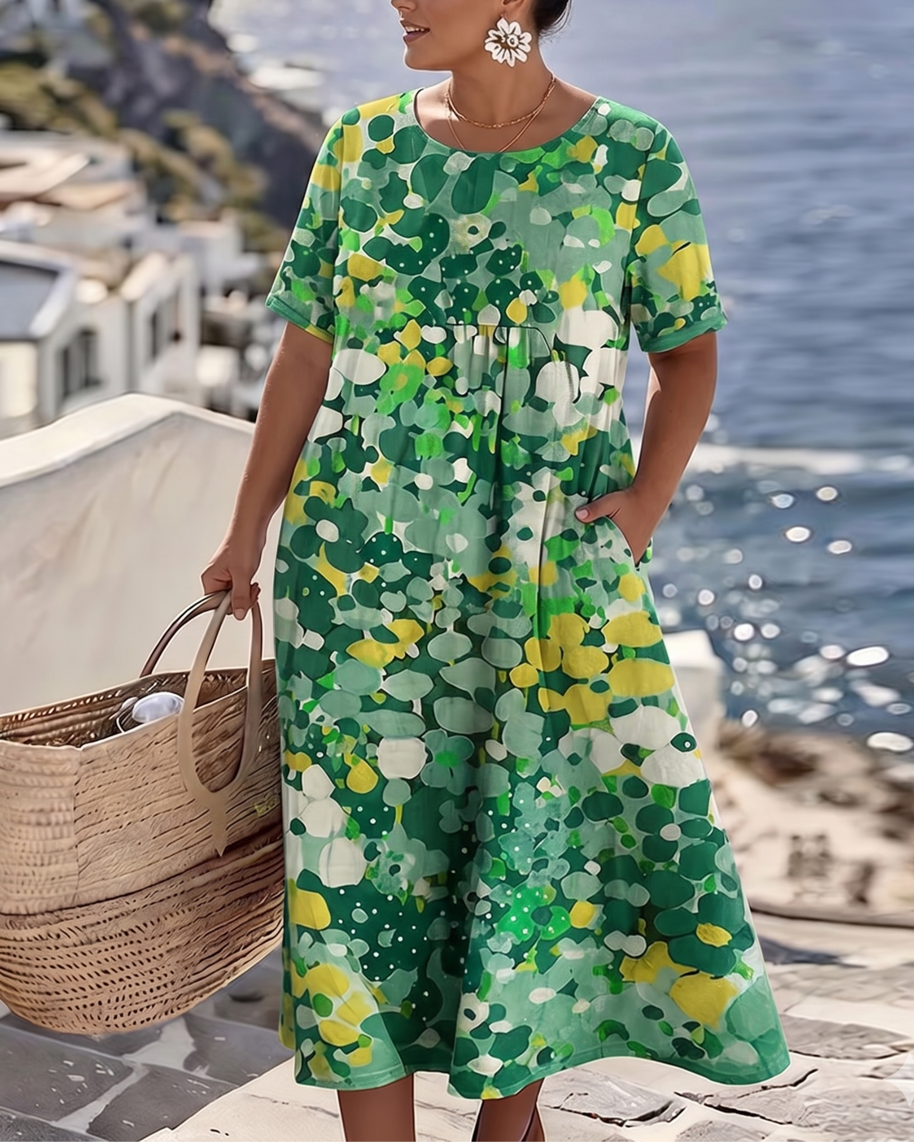 Elena™ | Elegantes geblümtes Sommerkleid in Midi-Länge