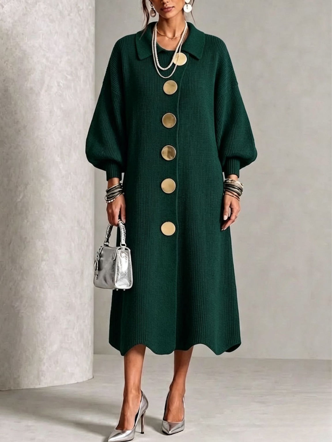 Sienna | Langärmeliges Hemdblusenkleid mit Knöpfen